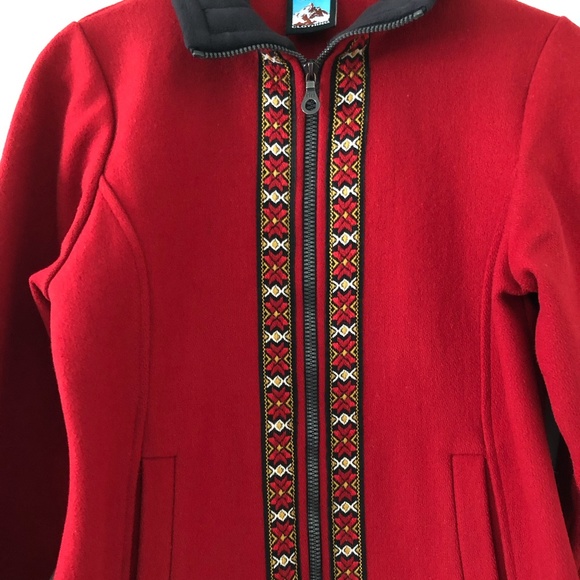 ALF By Kuhl Red Bergan Wool Zip Front Jacket Size XS - Picture 2 of 12